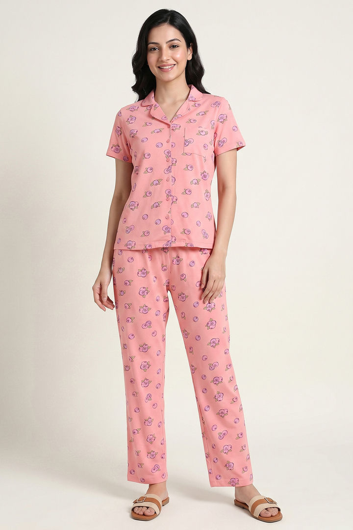 Zivame Farm Lore Knit Cotton Pyjama Set - Murex Shell — image 2